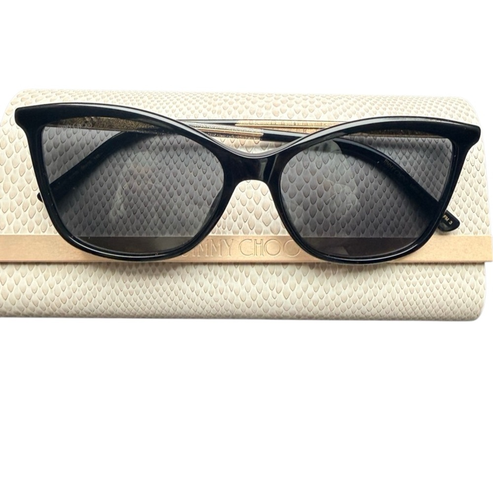 NWT Jimmy Choo Black Cat-Eye Sunglasses 🕶️ BA-G-S 807IR 145 - Picture 2 of 14